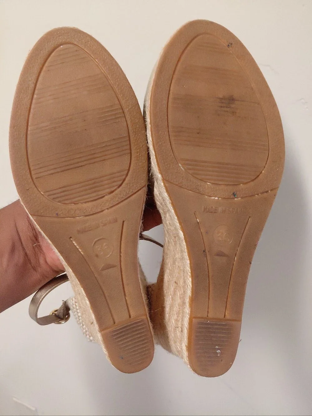 Kanna Womens Gold Slingback Espadrille Wedge Heels Sandals Size 5.5-6